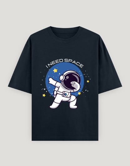 Black t-shirt with an astronaut graphic and 'I Need Space' text on a gray background